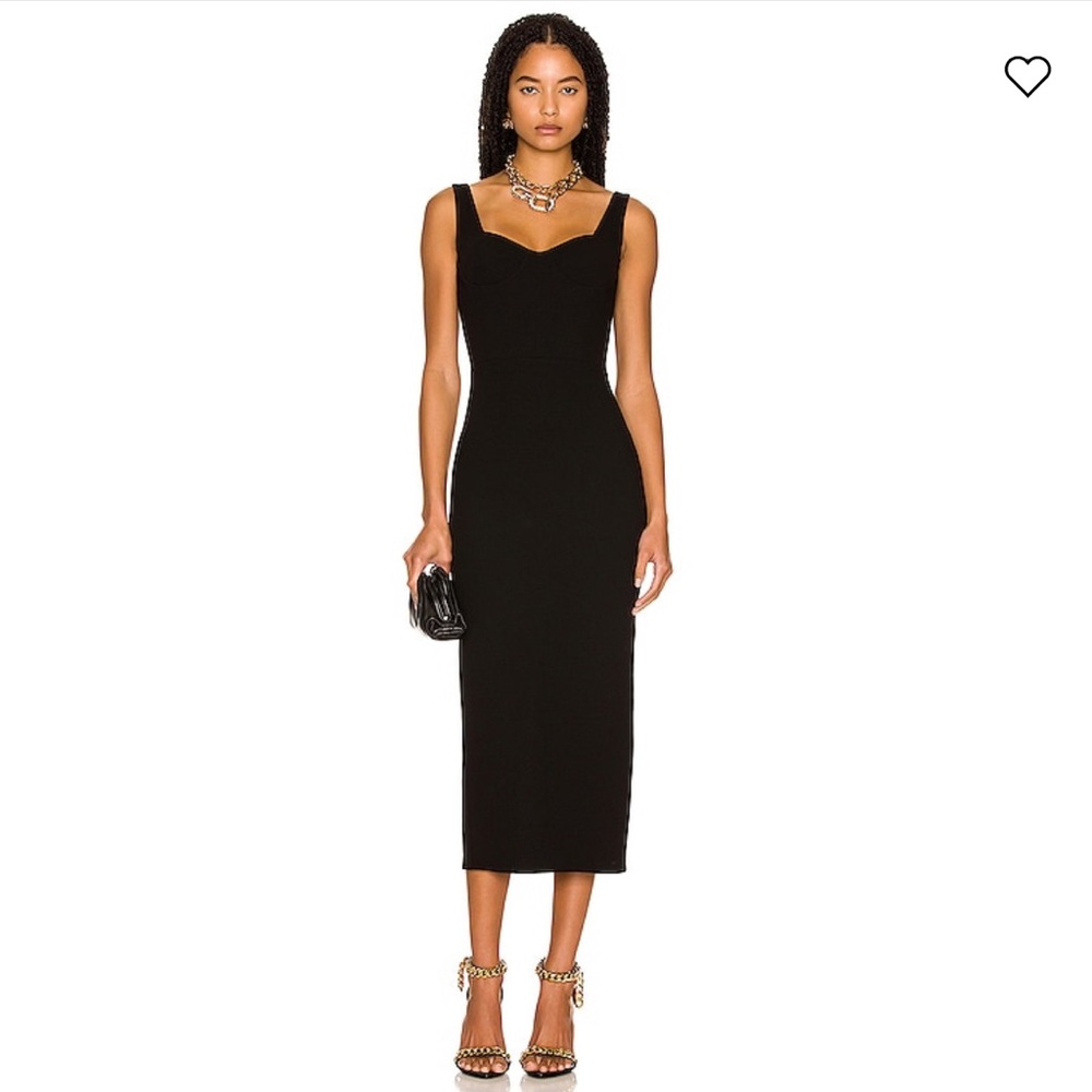 Alex Perry Black Pagett Stretch-Crepe Midi Dress